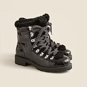 J.Crew New Nordic boots in black croc-embossed leather 8